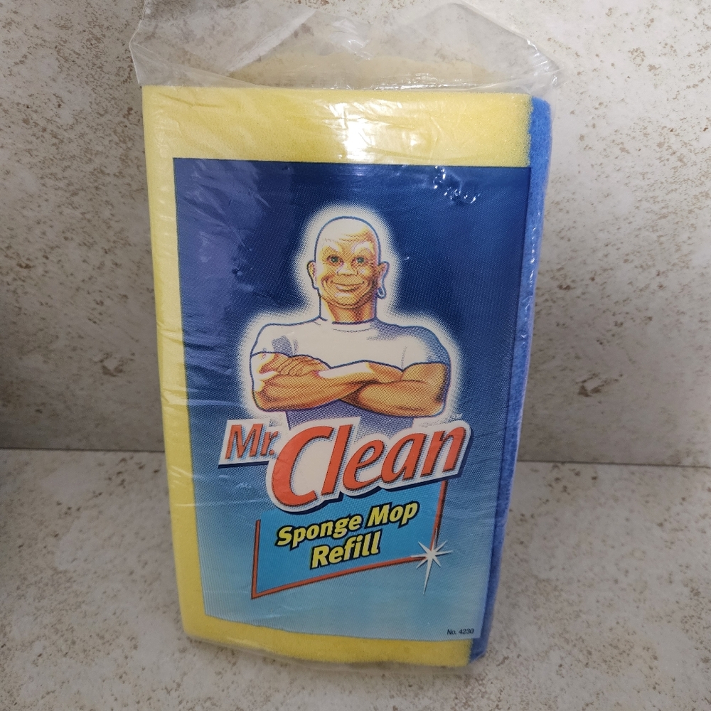 Vintage Mr. Clean Sponge Mop Refill #4230 NEW snap on/off disposable mop head